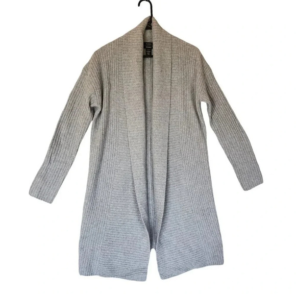 Halogen 100% Cashmere Cardigan Sweater Gray Open Front Rib-Knit Size XS - Picture 10 of 12